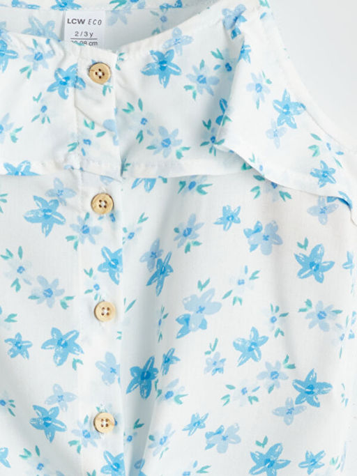 Kare Yaka ?i?ekli K?z ?ocuk G?mlek