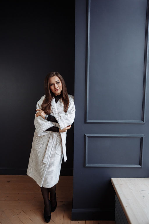 Пальто женское демисезонное 20905 (беж./клетка) - Kankan фото 2