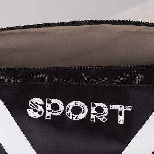 Сумка спортивная, отдел на молнии, боковая сетка, длинный ремень, цвет чёрный - Simaland фото 5