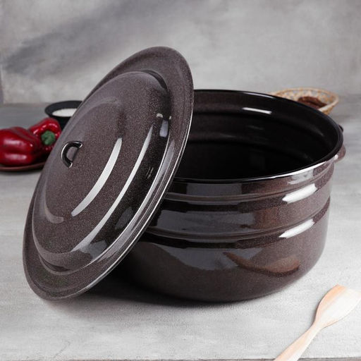 Бак эмалированный, 18 л, d=37.5, с крышкой, без деколи, МИКС