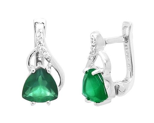 Серьги из серебра зеленый агат, Базель