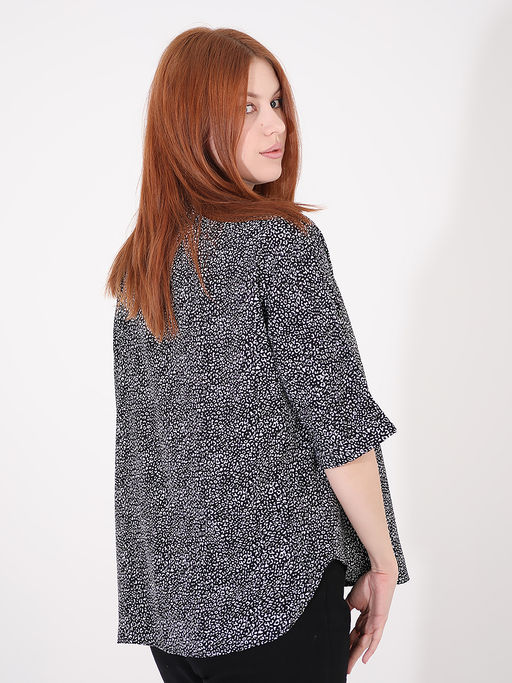 Черно-белая леопардовая рубашка женская - Almond фото 4