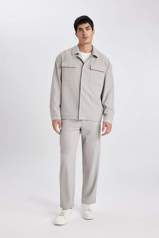 Плиссированная куртка с рубашечным воротником и расслабленным кроем - Defacto фото 6