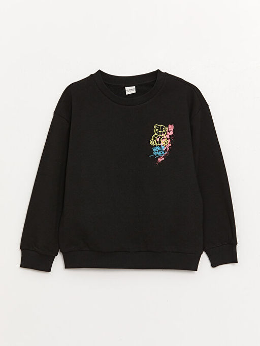 Bisiklet Yaka Bask?l? Uzun Kollu K?z ?ocuk Sweatshirt ve Tayt - Waikiki фото 2