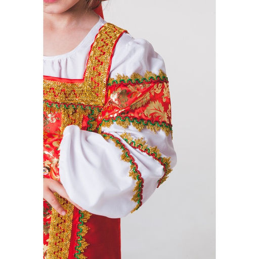 Русский народный костюм Любавушка, платье-сарафан, кокошник, р-р 32, рост 122-128 см, красный - Страна карнавалия фото 13