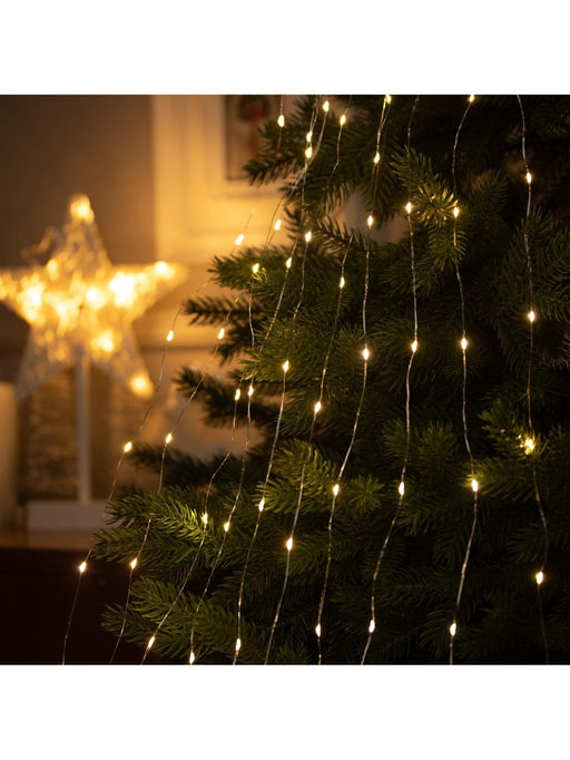 Гирлянда «Конский хвост» 10 нитей по 1.5 м, IP20, серебристая нить, 150 LED, свечение тёплое белое, 12 В