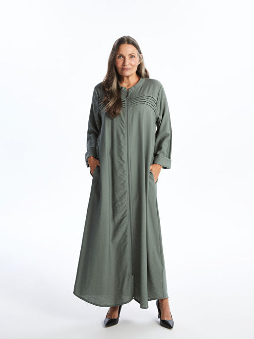 Bisiklet Yaka D?z Uzun Kollu Elbise