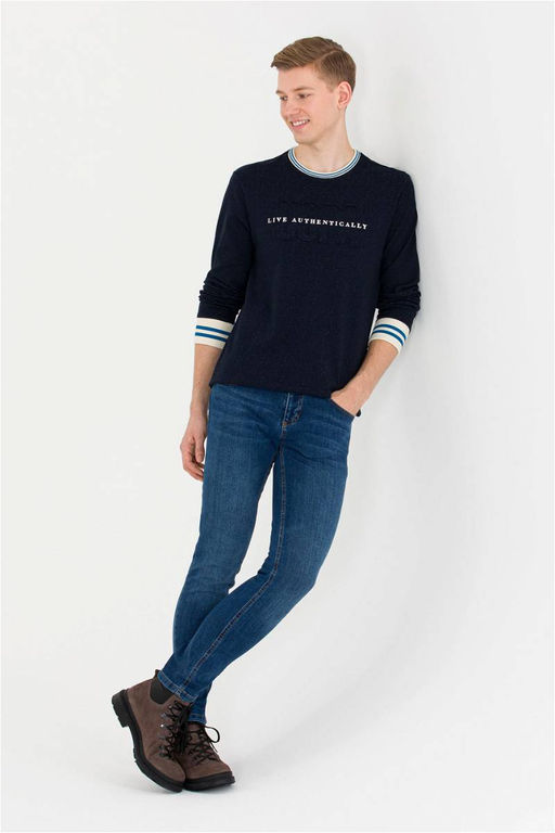 Мужская темно-синяя толстовка с круглым вырезом - U.s. polo assn фото 10