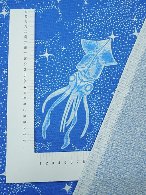 Вафельное полотно Морские обитатели цв.лазурный, ш.1.5м, хлопок-100%, 150гр/м.кв - Купава фото 3