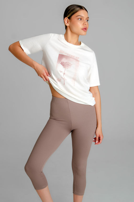 Арт. 51801 Домашний костюм с бриджами 44-52 (5 шт) Цвет:верх-молочный,низ-пудра