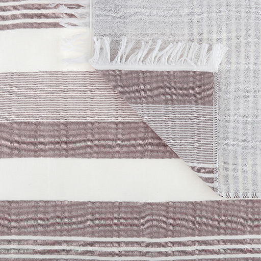 Полотенце махровое "Полосатый рейс" 70х140см, хлопок 100%, с бахромой, коричневый (Китай)