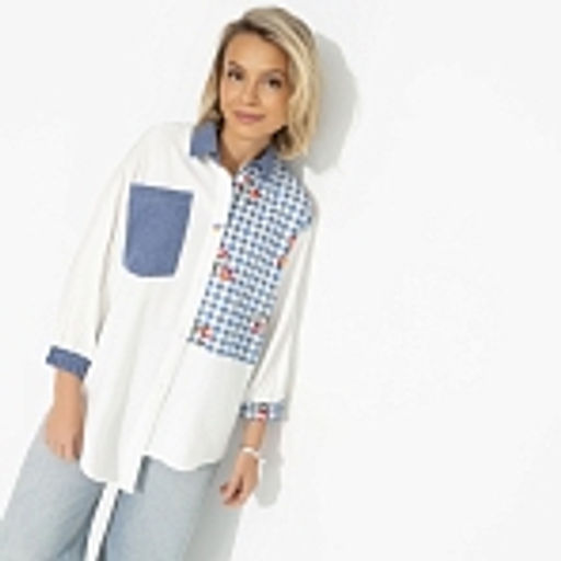 Рубашка комбинированная, Жемчужина образа (white) - Charutti фото 18