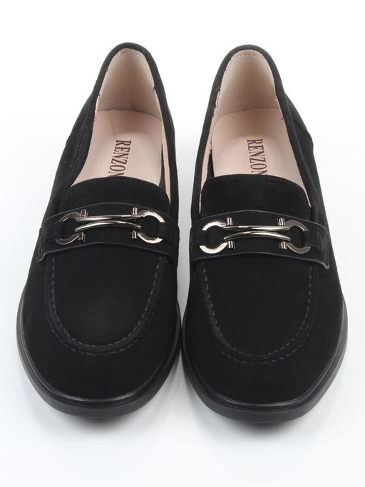 03-DEB16-2 BLACK Лоферы женские (натуральная замша)