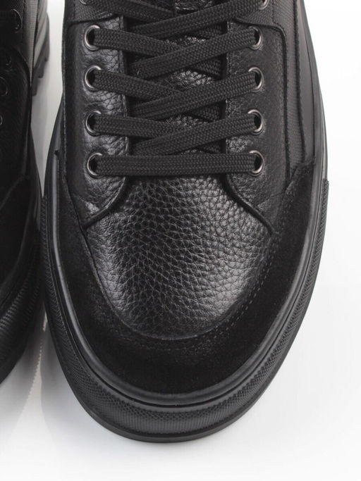 05-B203B-1M-A BLACK Ботинки зимние мужские (натуральная кожа, натуральный мех)