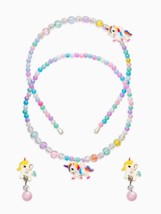 Комплект детский «Выбражулька» 3 предмета, клипсы, бусы, ободок, единорог, цветной