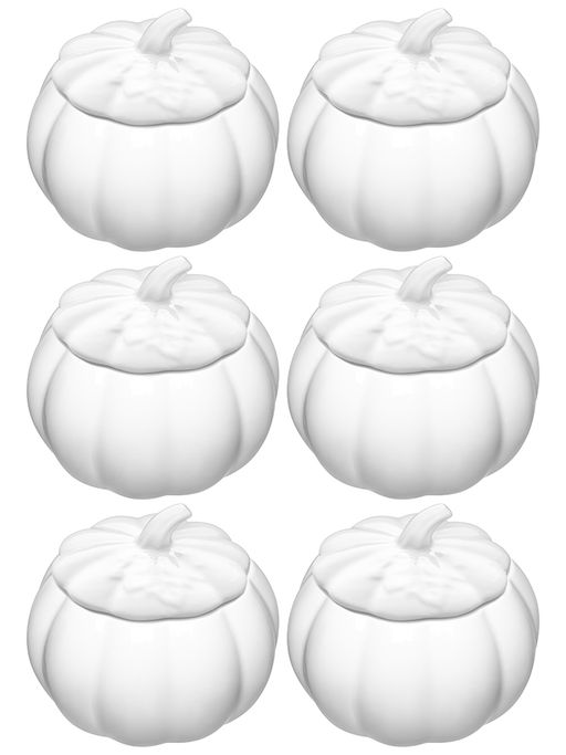 Набор горшочков д/запекания 6 пр. 250 мл 10*10*8,5 см "Тыква", белый, фарфор