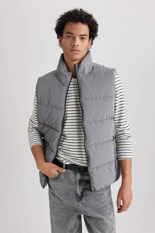 Жилет-пуховик Slim Fit с воротником-стойкой и подкладкой - Defacto фото 4