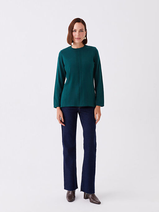 Bisiklet Yaka Nak??l? Kad?n Triko Kazak