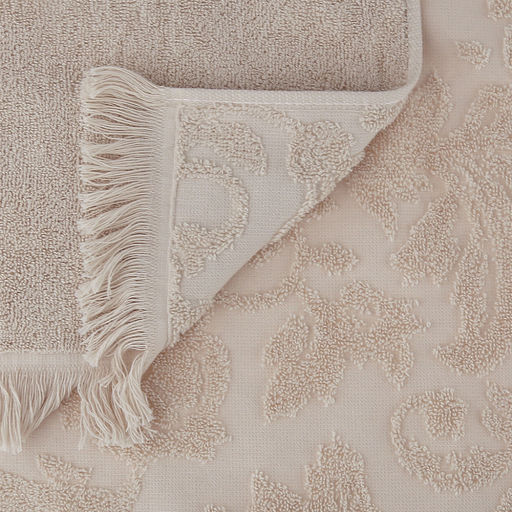 Полотенце махровое "Королевский шик" 50х90см, хлопок 100%, с бахромой, кремовый (Китай)