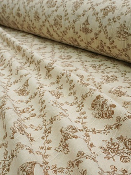 Фактурный хлопок с мережкой-полосой Летний прованс цв.коричневый, ш.1.45м, хл-100%, 90гр/м.кв