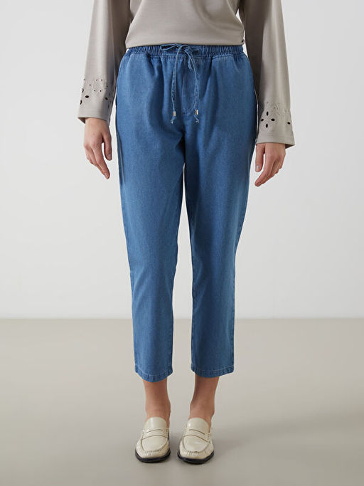 Beli Lastikli Straight Fit Kad?n Jean Pantolon