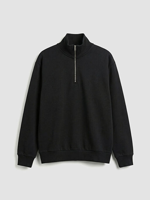 Dik Yaka Erkek Kal?n Sweatshirt