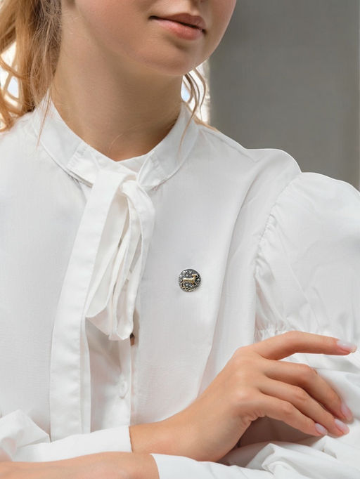 Цена за 12 шт. Значок Знаки зодиака ассорти, золото в серебре