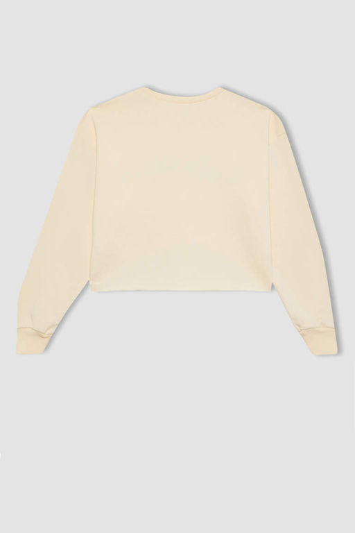 Укороченный свитшот с круглым вырезом с принтом для девочек, майка с ремешками, комплект из 2 предметов - Defacto фото 8