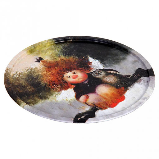 Поднос металлический Два совенка д20см, круглый, (тарелка) (Россия) - Домашняя мода фото 2