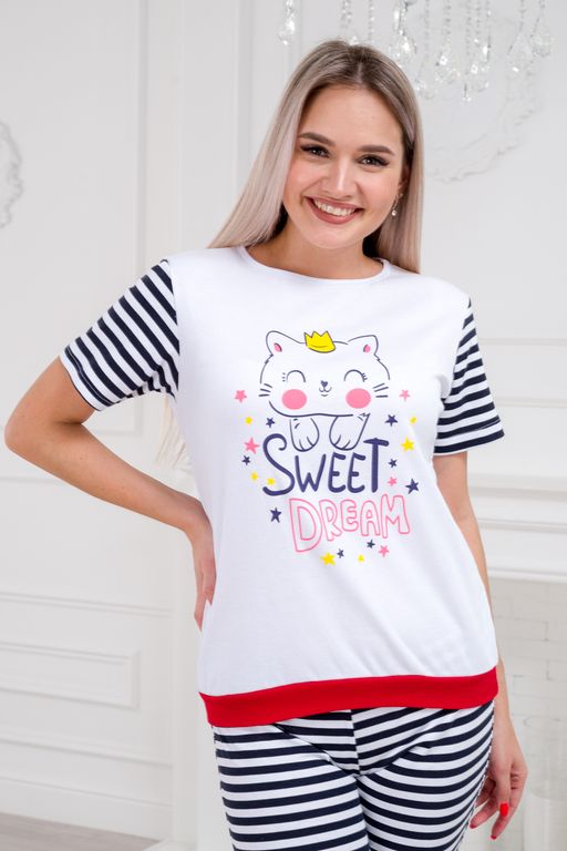 Пижама женская футболки и шорт из интерлока Киса - Амадэль фото 4