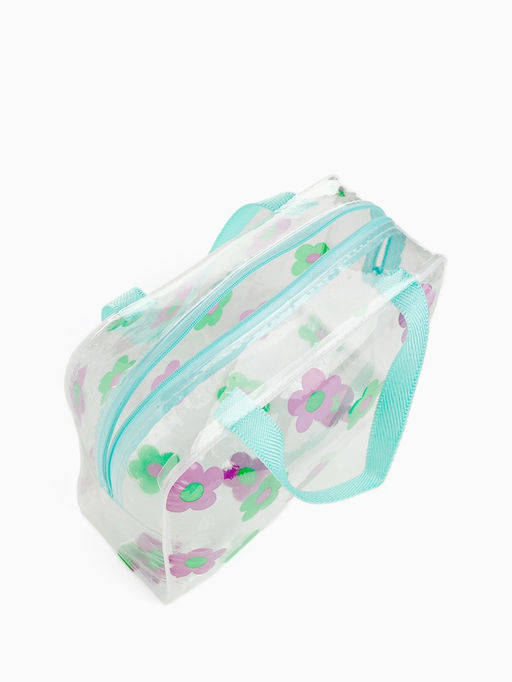 Цена за 2 шт. Косметичка - сумка на молнии для бассейна, с ручками, с цветочным принтом, зелёная - Simaland фото 3