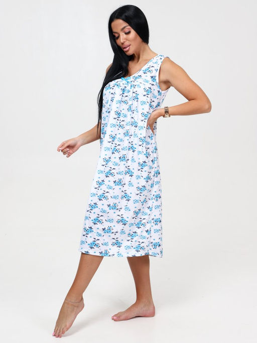 451 ЖЕНСКАЯ СОРОЧКА (Голубой цветок на белом) - А-дина фото 4