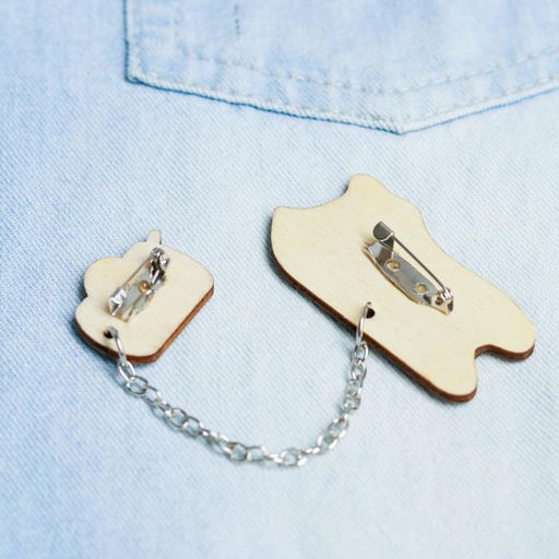 Цена за 2 шт. Значки на цепочке Котик, 8?12 см, набор 2 шт.