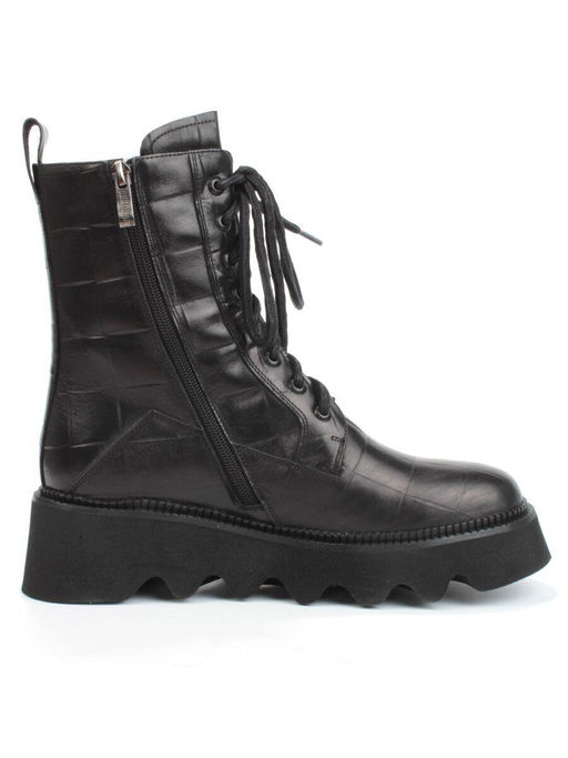 01-C1110-1 BLACK Ботинки демисезонные женские (натуральная кожа, байка)