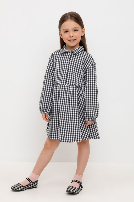 КР 5907/серая клетка на белом к519 платье для дев - Crockid фото 3