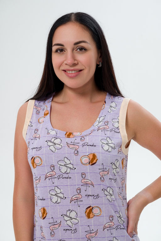 Ночная сорочка женская из кулирки Мария фламинго макси - Амадэль фото 4