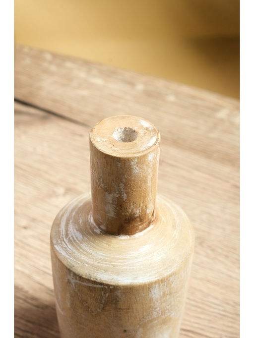 Ваза для сухоцветов «Соренто», 8×8×15 см, дерево джати, бежевая