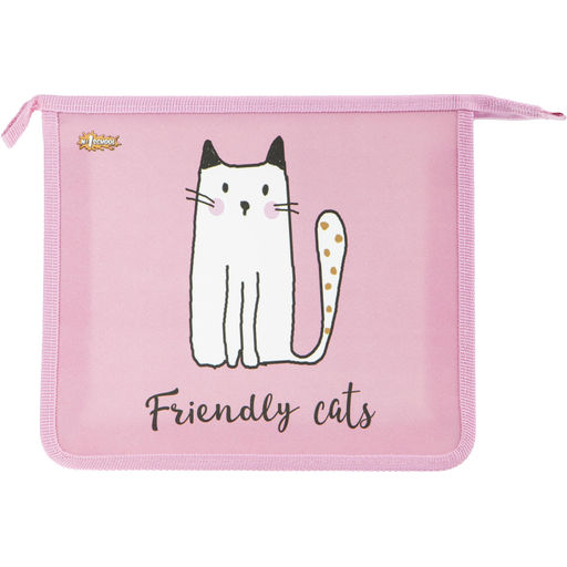 Папка для тетрадей Friendly cats,А5,на молн., пластик, ПТ-713
