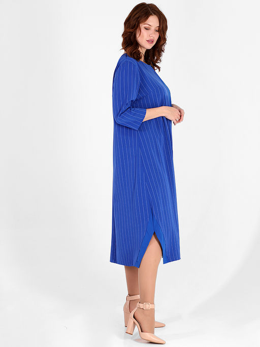 Платье синее больших размеров бренда МИШЕЛЬ Шик трикотажное - Almond фото 2