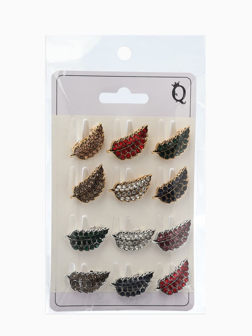 Цена за 12 шт. Брошь маленькая «Листик», МИКС