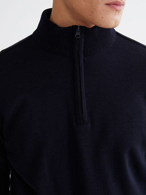 Fermuarl? Dik Yaka Erkek Triko Kazak