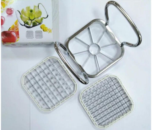 Овощерезка ручная с насадками металлическая 3 в 1, яблокорезка с ручками, multi-chopper металлический со сменными насадками, фрукторезка - Family фото 2