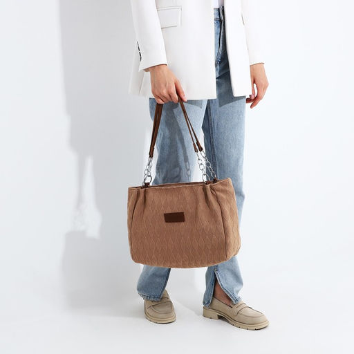 Сумка-тоут на молнии, цвет светло-коричневый - Simaland фото 3