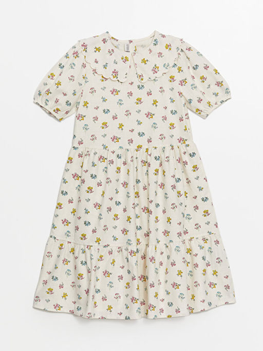 Bebe Yaka ?i?ekli K?z ?ocuk Elbise