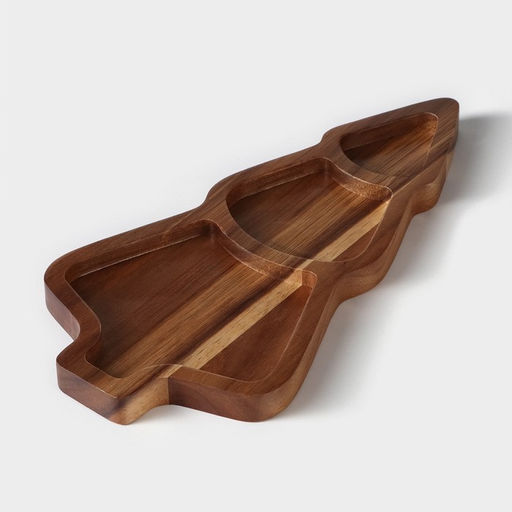 Менажница новогодняя Magistro «Ёлочка», 30×15×1.8 см, дерево акация