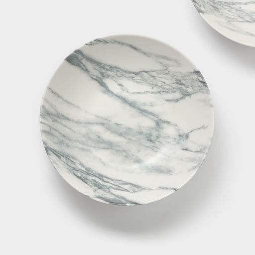 Тарелки глубокие Magistro Real Marble, 800 мл, 21×4.7 см, набор 2 шт., фарфор, белые