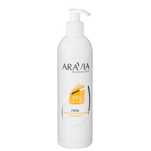ARAVIA Professional Гель для обработки кожи перед депиляцией с экстрактами алоэ вера и ромашки, 300 мл./16