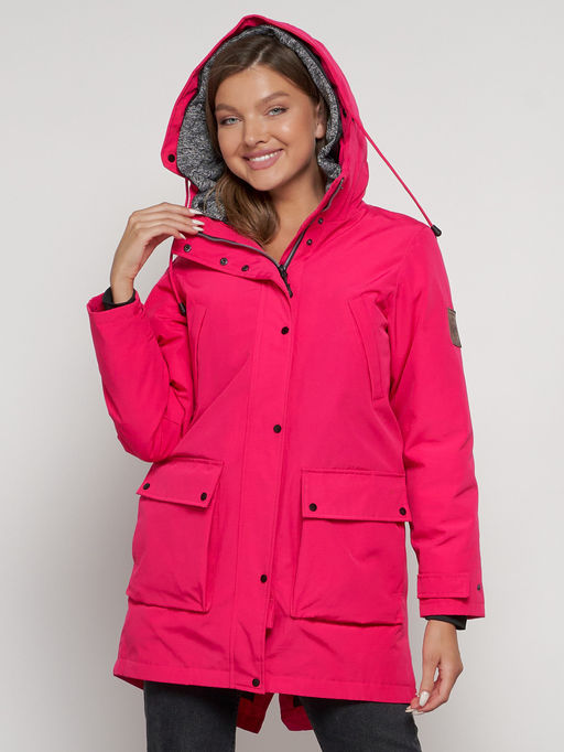 Парка женская зимняя MTFORCE c капюшоном розового цвета 2329R  фото 7