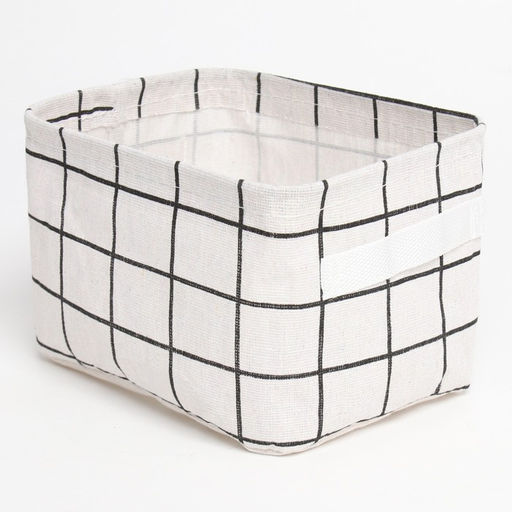 Текстильная корзинка Доляна Клетка цвет бел, 12*15*20 см  фото 3