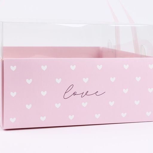 Коробка для цветов с фигурным вкладышем и PVC крышкой «Love», 23.5 х 23.5 х 15 см